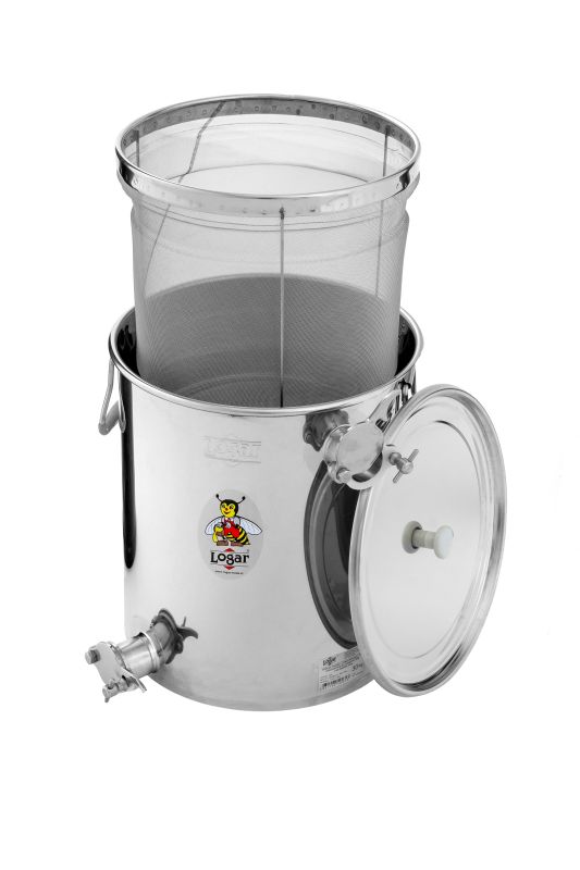 Kanka filtracyjna Logar z drobnym sitkiem, 30 kg, dwa zawory
