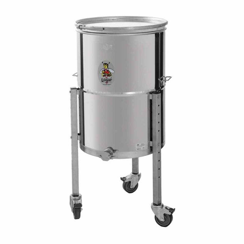Pojemnik do napełniania miodu Logar 200 kg na kółkach, z pochyłym dnem