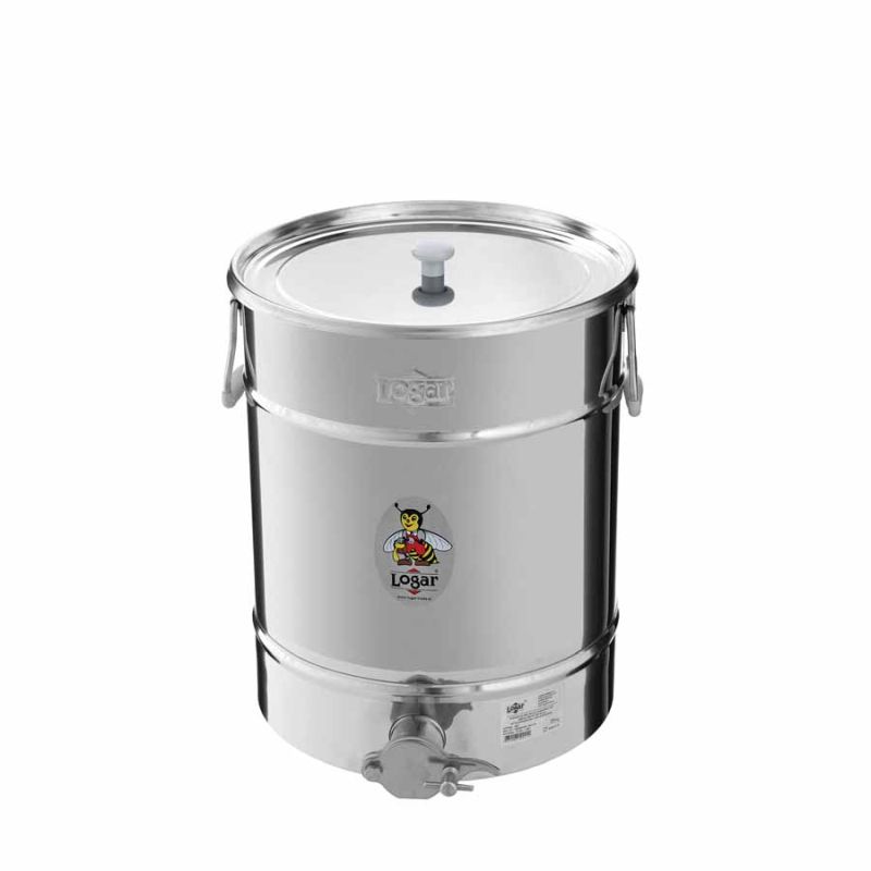 Pojemnik rozlewu Logar 35 kg z dnem skośnym i pokrywą nakładaną