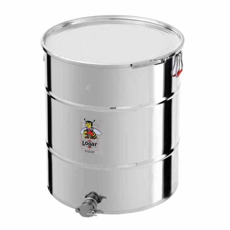 Zbiornik do rozlewu Logar 170 kg z zamknięciem na pierścień zaciskowy, stal nierdzewna